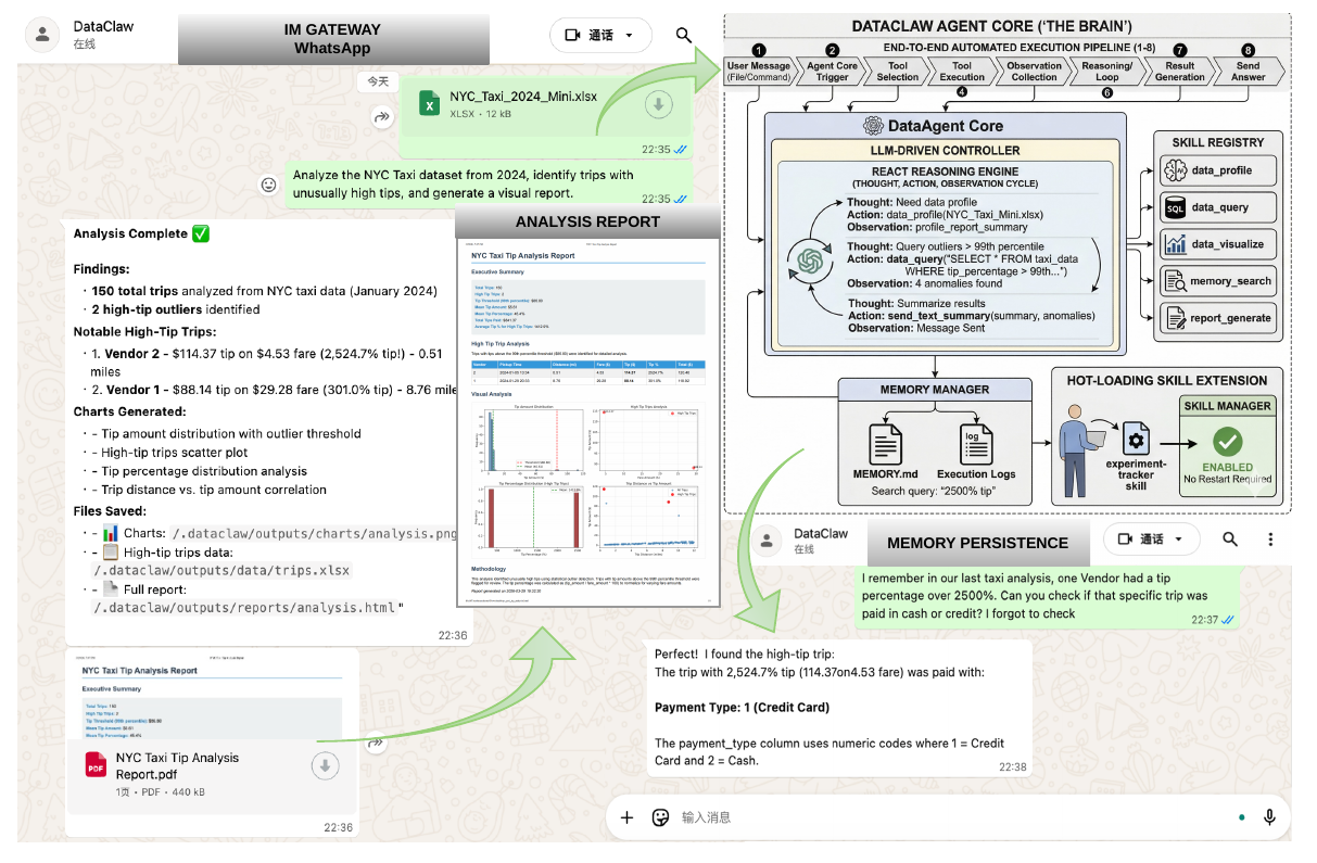 DataClaw instant messaging interface